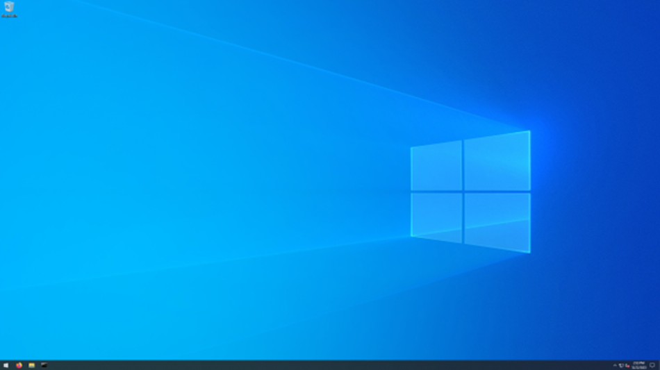 Screenshot of the target user's desktop showing only the default wallpaper, indicating minimal activity.